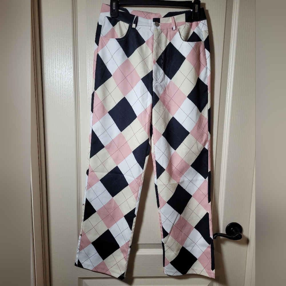 SHEIN Women's Highwaist Argyle Print Pants Size (S)4
